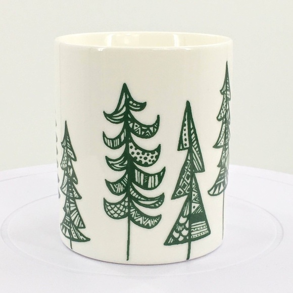 Starbucks Coffee Mug Pine Tree Forest Green & White 2015 Holiday 12 oz Mug - Picture 2 of 8